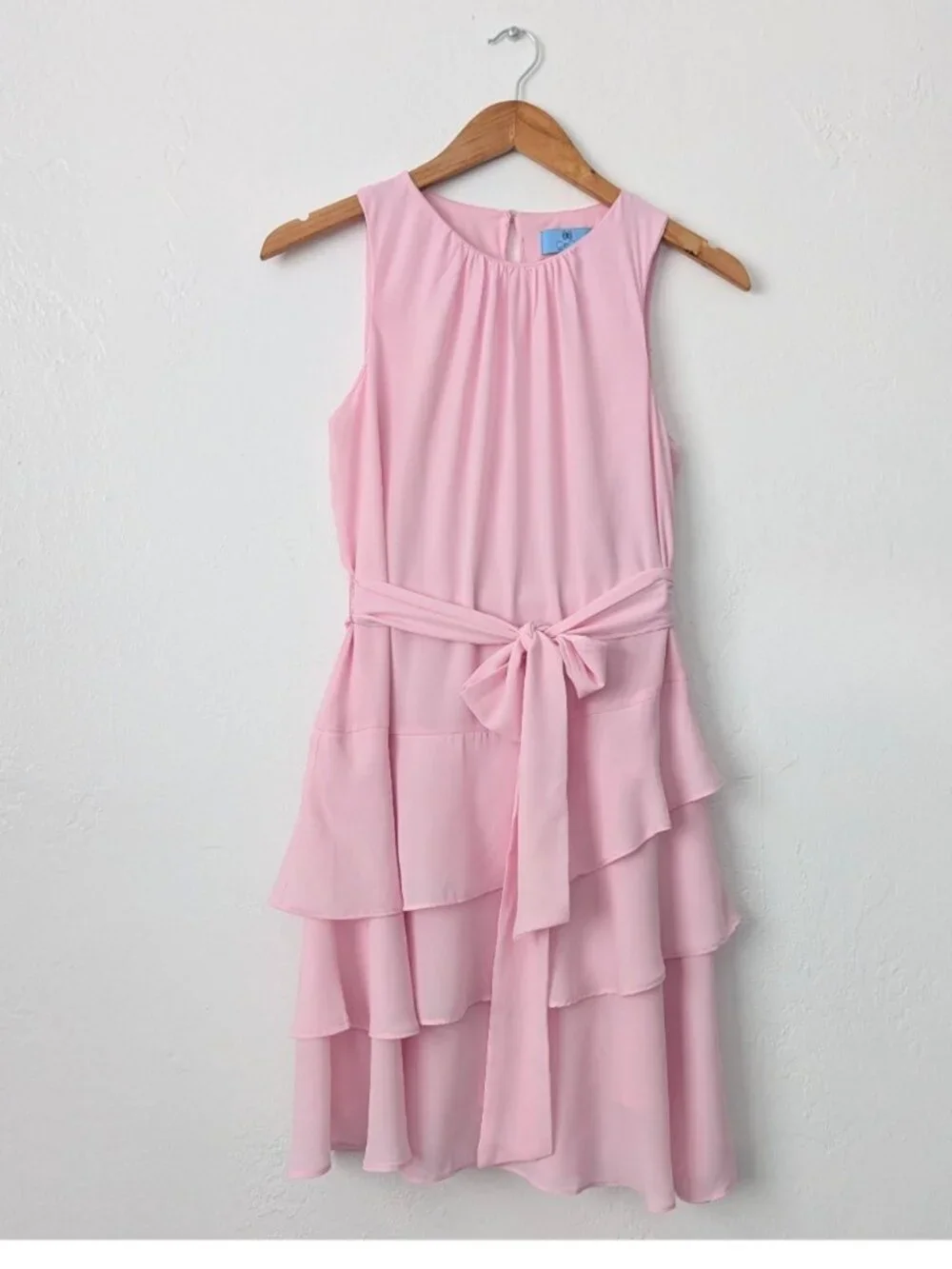 CeCe Blush Pink Tiered Fit & Flare Dress XS NWT